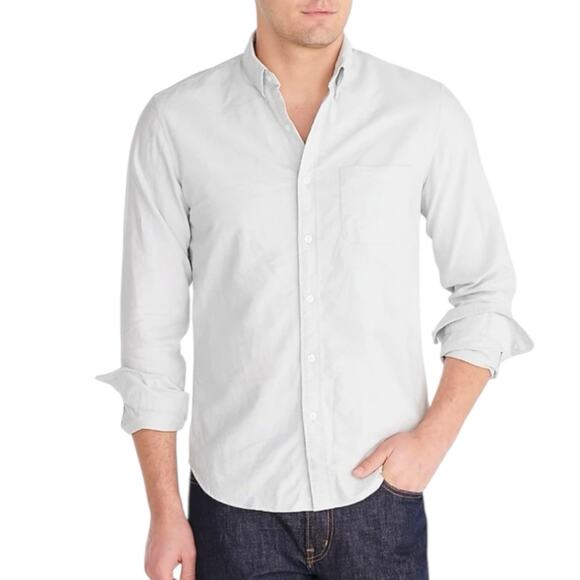 NWT J. Crew Slim Flex Oxford Shirt Light Gray Button Down Size XL - Picture 1 of 8